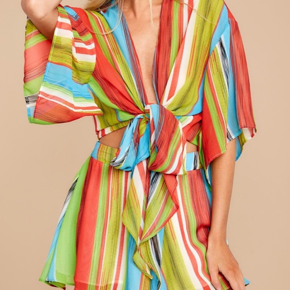 Shop Red Dress Cabl 2-piece Tie front Top Shorts - Picture 2 of 3